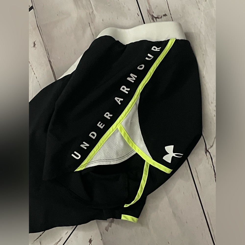 Under Armour Black and Neon Yellow Athletic Shorts - Picture 3 of 5